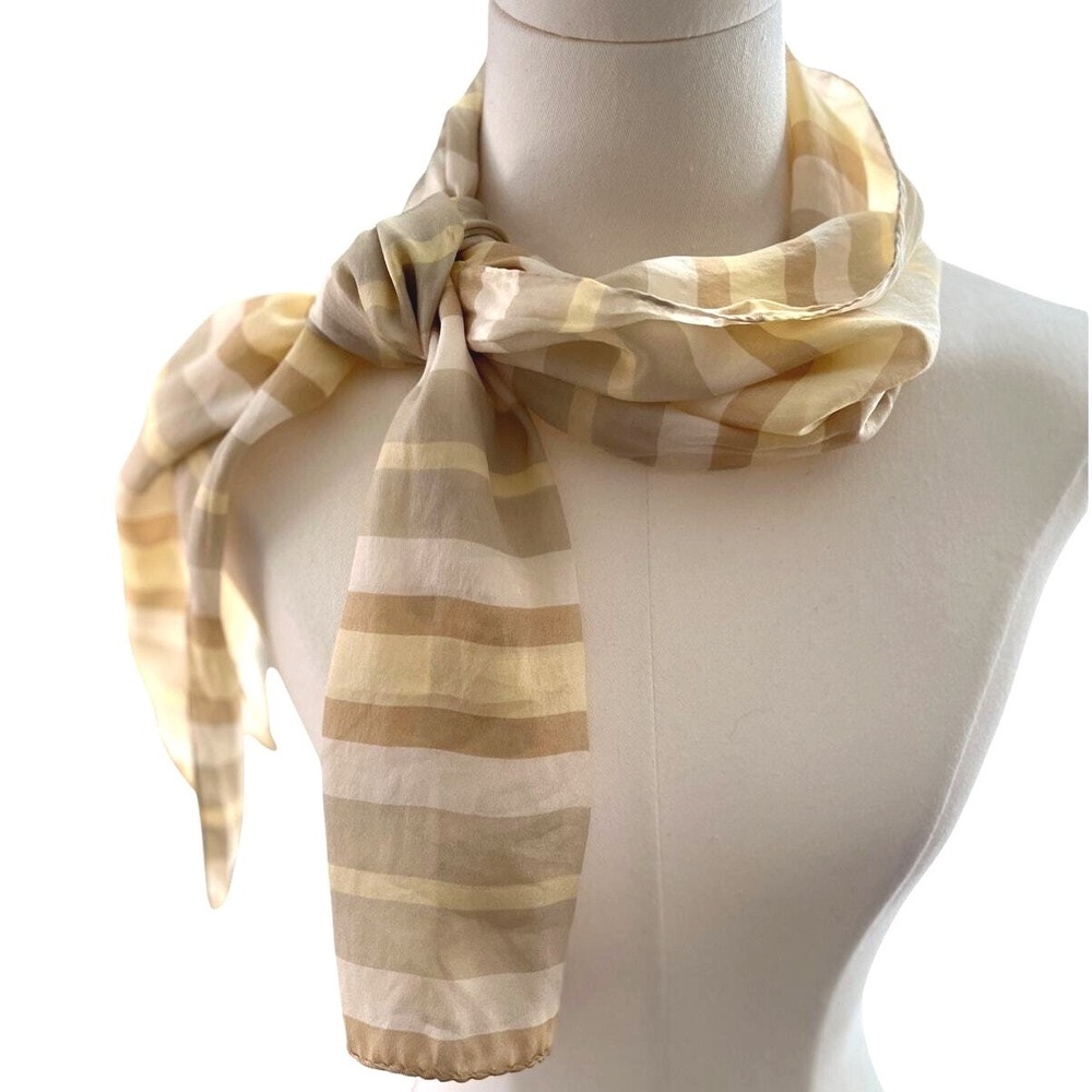 Liz Claiborne Anne Klein Silk Scarf Beige Tan Pink Nuetral‎